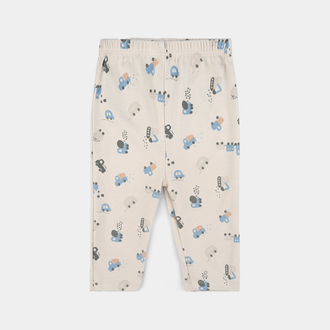 Infant Boys Cotton Interlock 3 PC Set-Blue/White/Beige