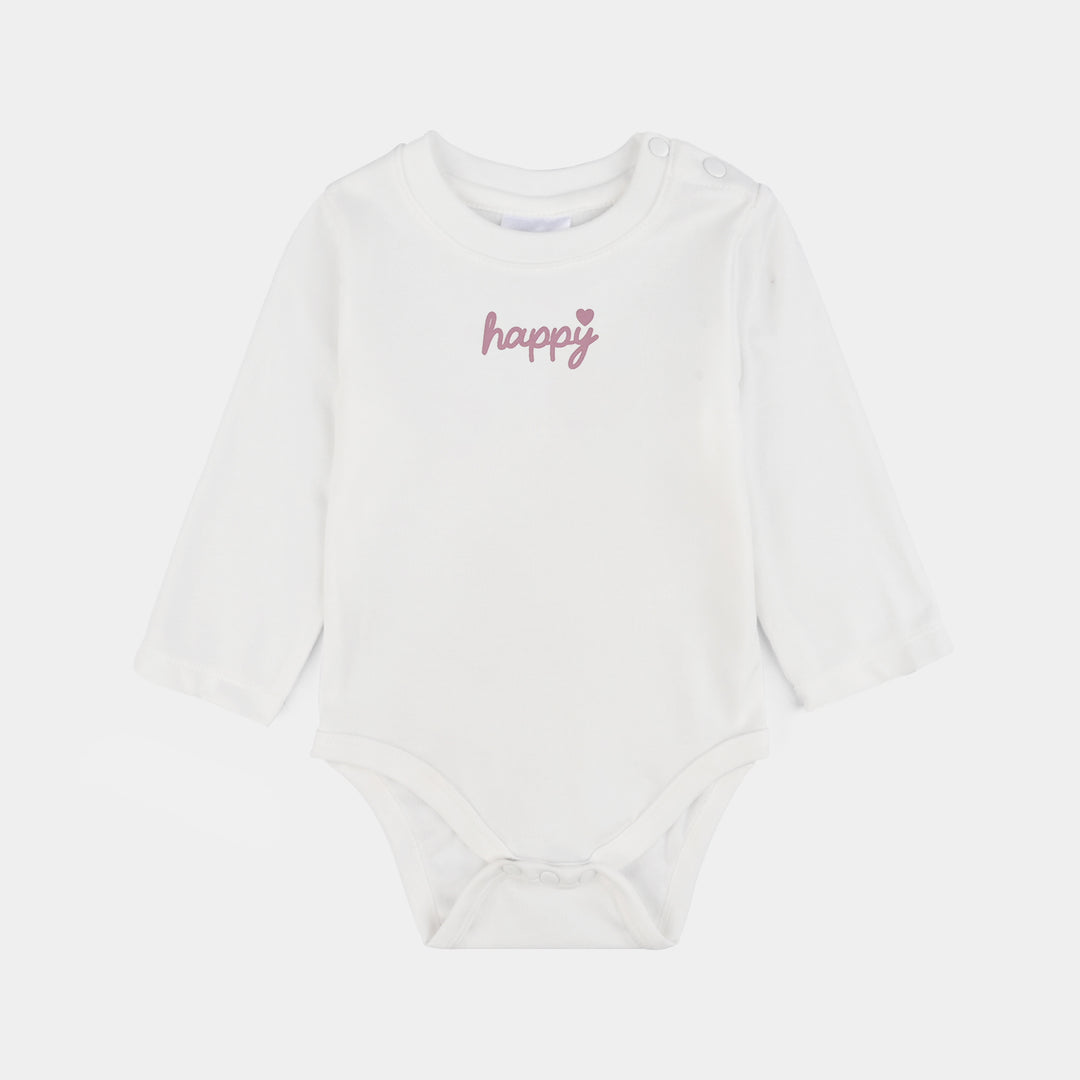 Infant Girls Cotton Interlock 3 PC Set-Pink/White/Beige