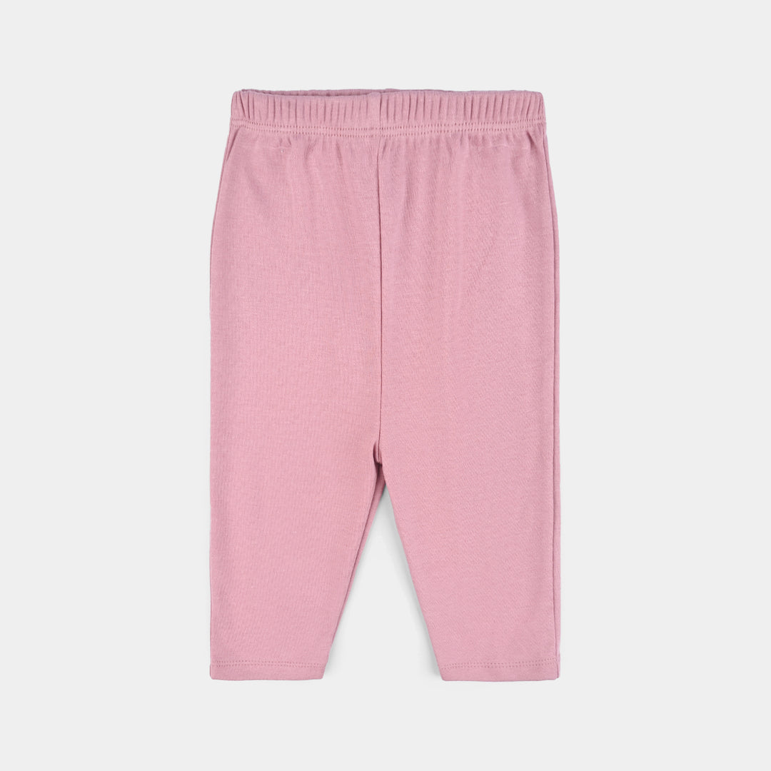 Infant Girls Cotton Interlock 3 PC Set-Pink/White/Beige