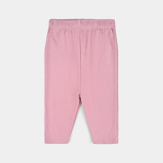 Infant Girls Cotton Interlock 3 PC Set-Pink/White/Beige