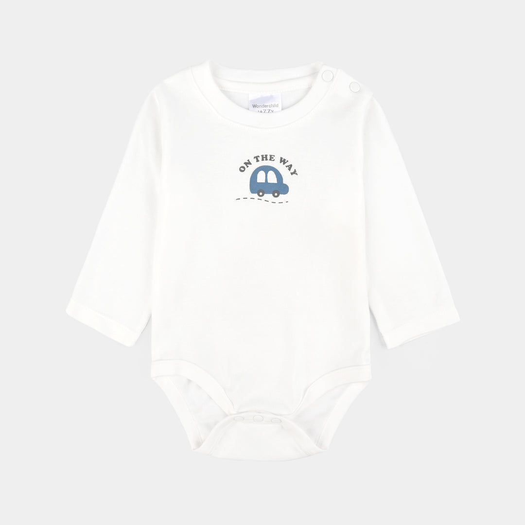 Infant Boys Cotton Interlock 3 PC Set-Blue/White/Beige