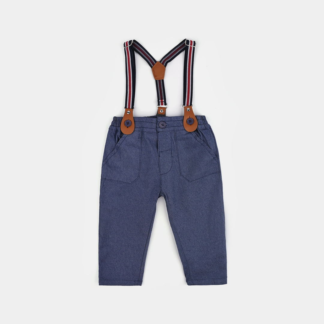 Infant Boys Cotton Interlock Suit-White/Navy