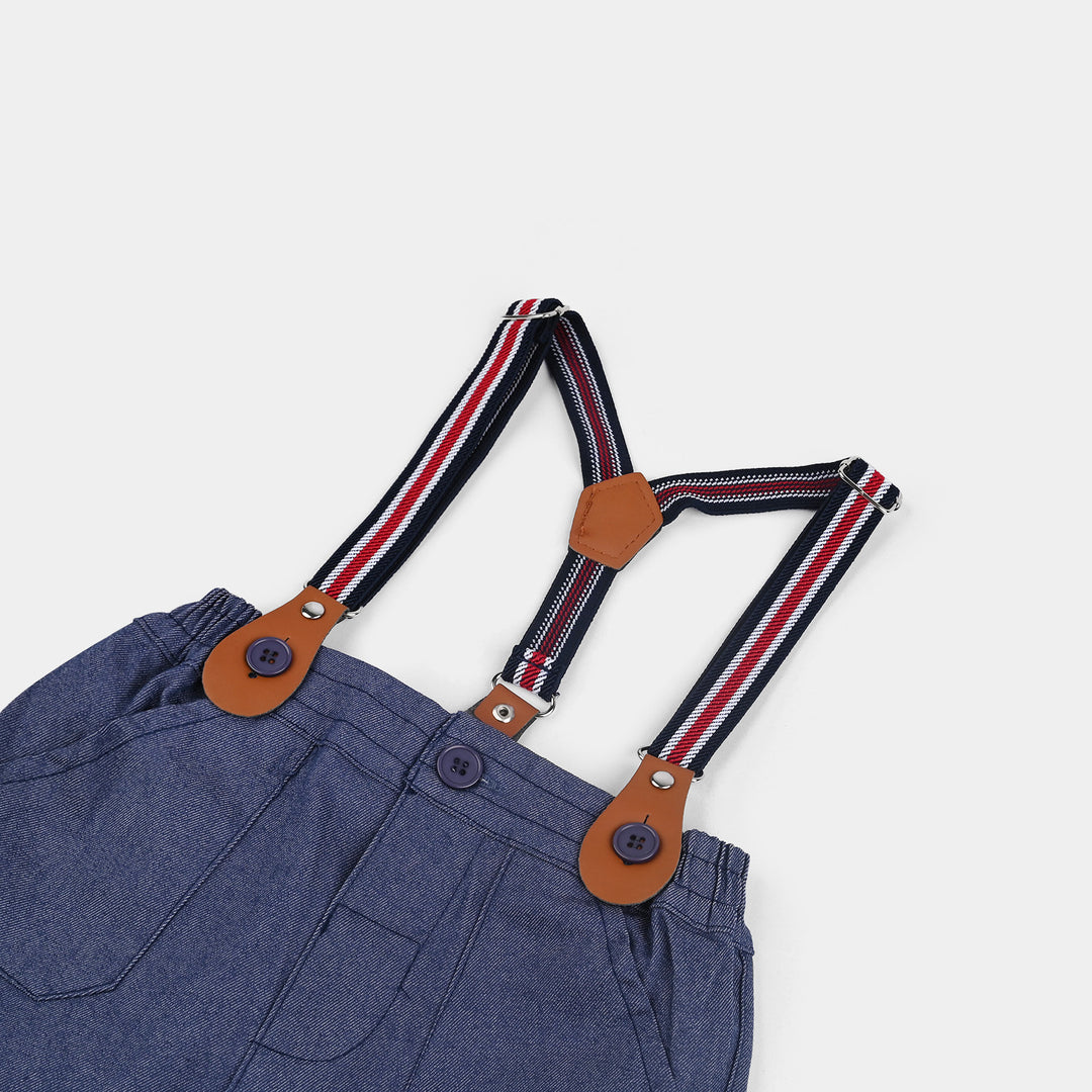 Infant Boys Cotton Interlock Suit-White/Navy