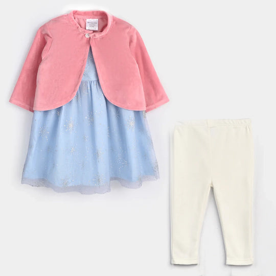 Infant Girls Frock Fancy Suit-Blue/Pink