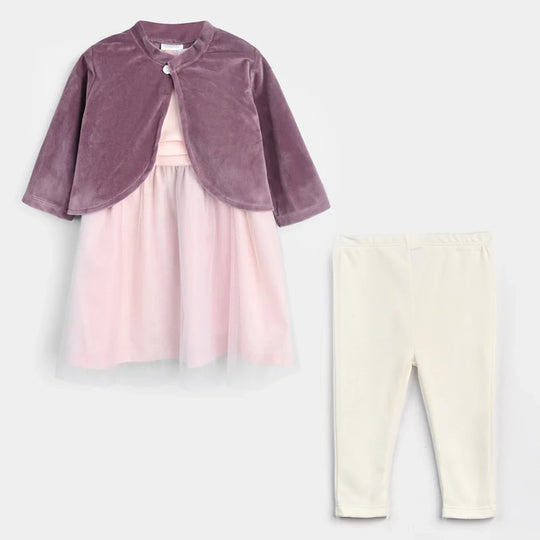 Infant Girls Fancy Frock Suit-Purple