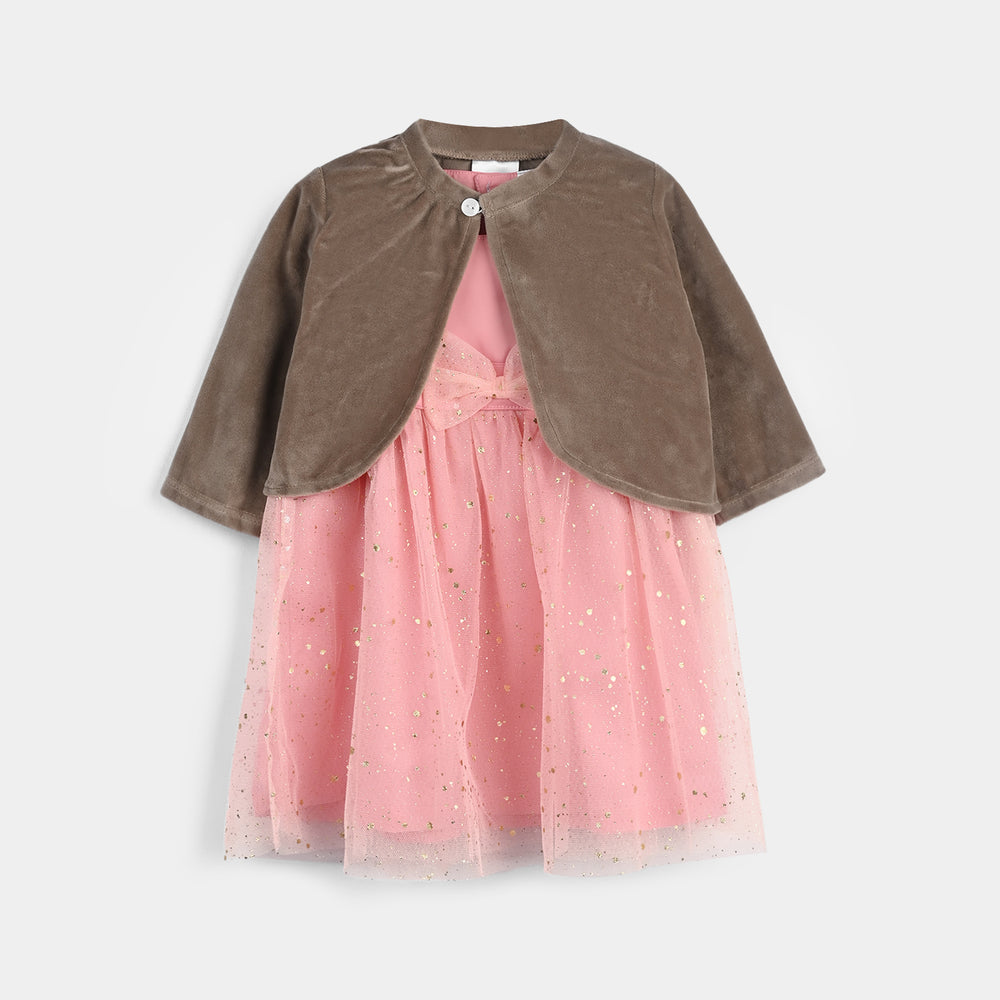 Infant Girls Cotton Interlock Fancy Suit 281-016 E-C-Pink.Brn