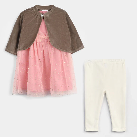 Infant Girls Fancy Suit-Pink/Brown