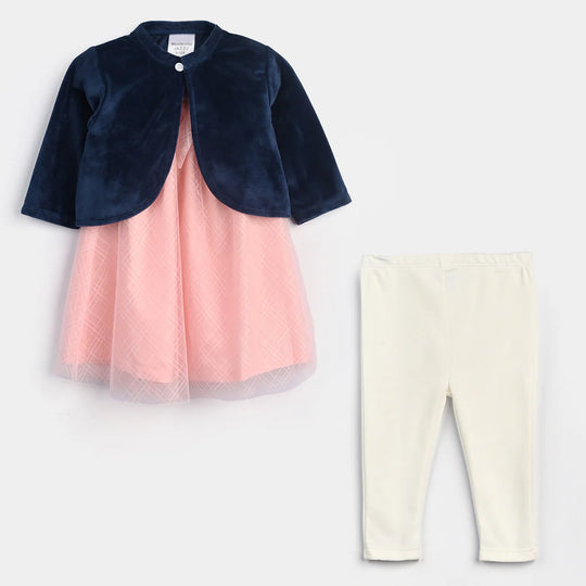 Infant Girls Fancy Suit-Navy/Pink