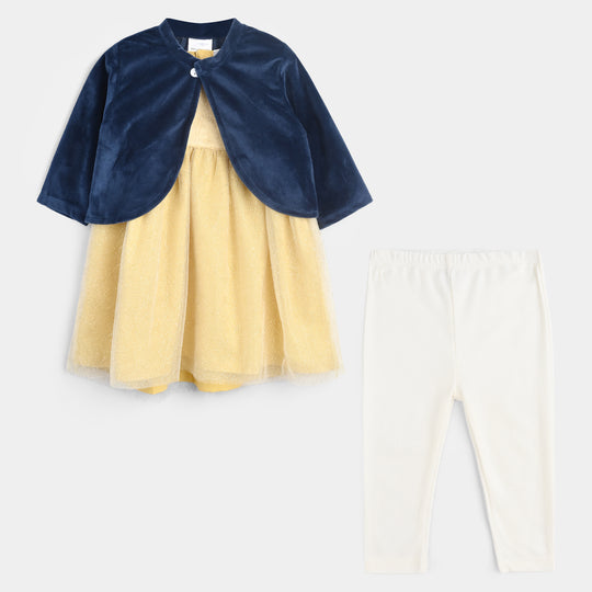 Infant Girls Cotton Interlock Fancy Suit 281-010 E-C-Yell.Navy