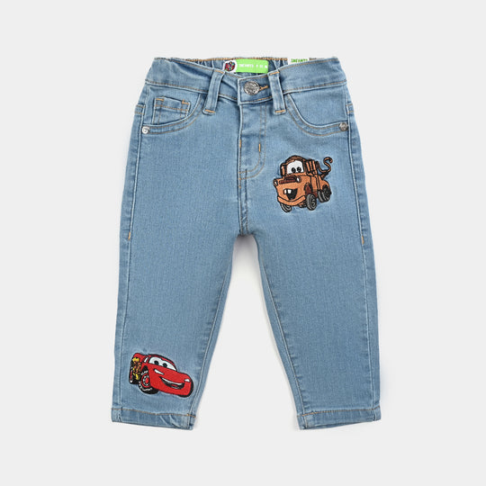 Infant Boys Denim Stretch Pant Cars-Light Blue