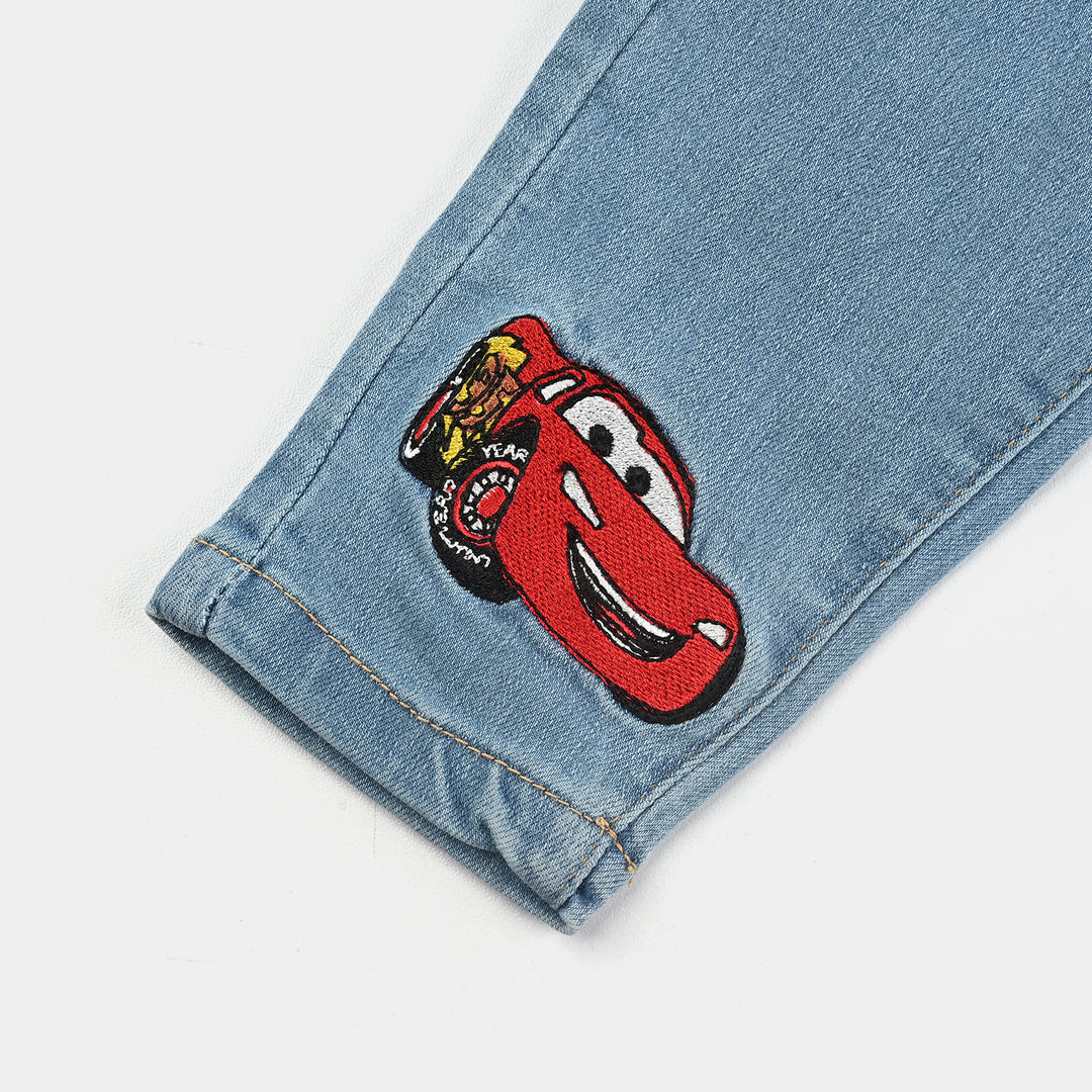 Infant Boys Denim Stretch Pant Cars-Light Blue