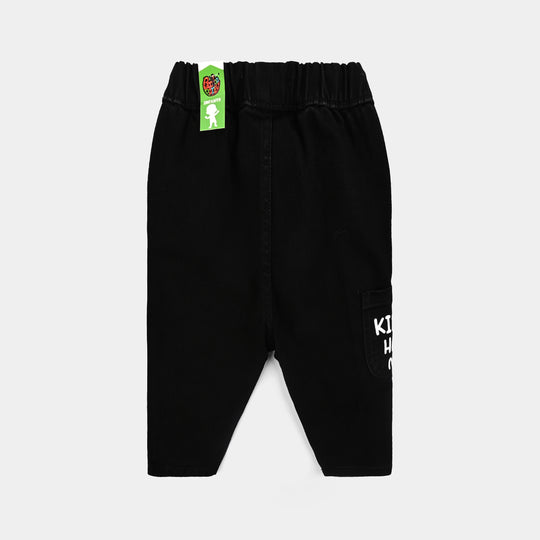 Infant Boys Denim Stretch Pant Kind Of Happiness Mood-BLACK