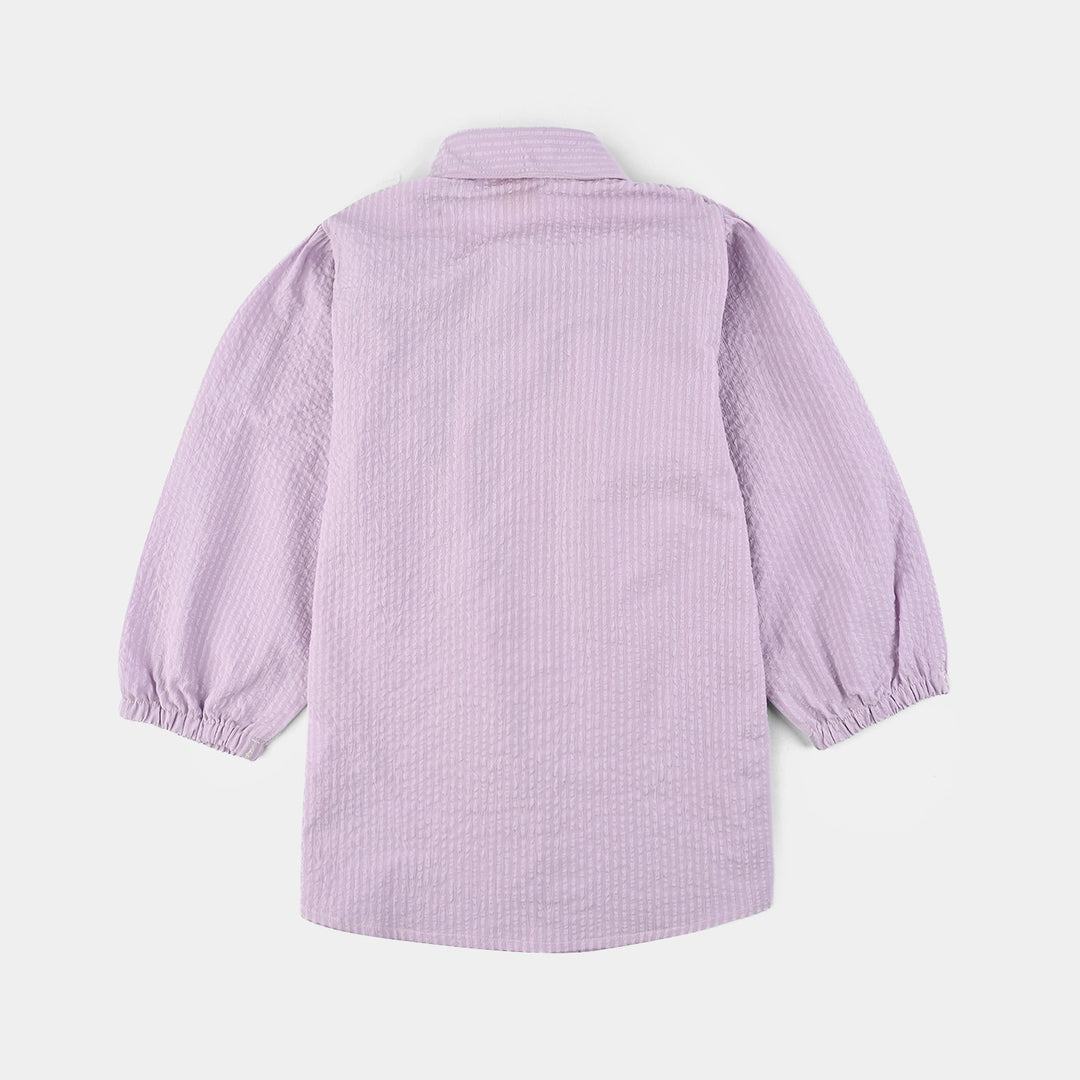 Girls Poly Jersey Top Lavender Love-Navy Blue