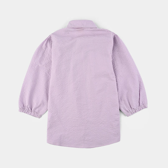 Girls Poly Jersey Top Lavender Love-Navy Blue
