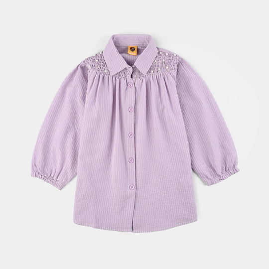 Girls Poly Jersey Top Lavender Love-Navy Blue