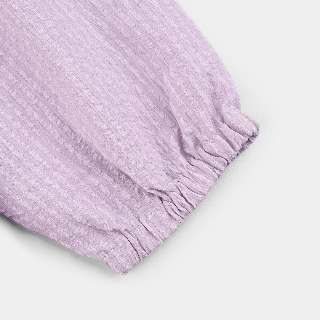 Girls Poly Jersey Top Lavender Love-Navy Blue