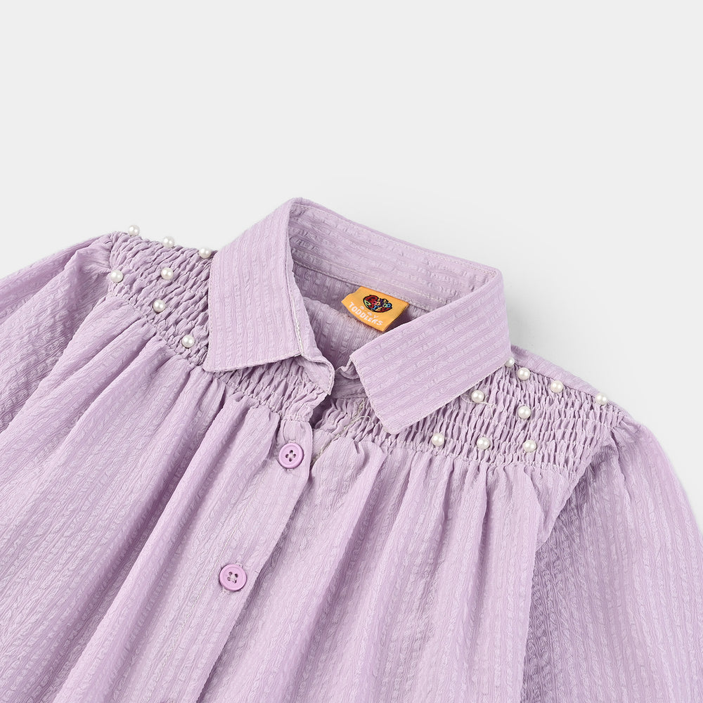 Girls Poly Jersey Top Lavender Love-Navy Blue