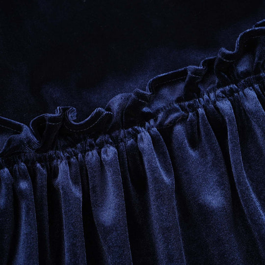 Girls Velvet Casual Frock Ocean-Navy Blue