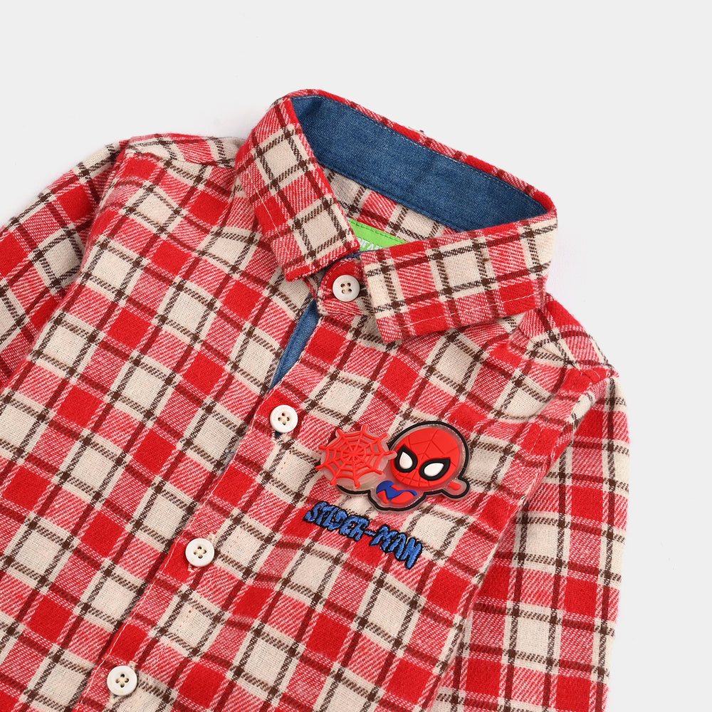Infant Boys Flannel Shirt-Red Check