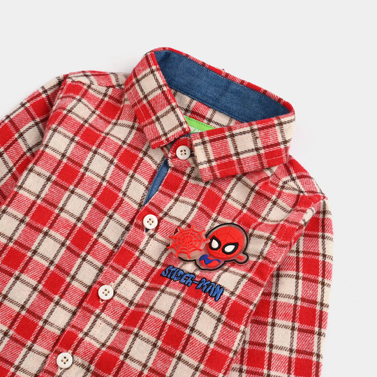 Infant Boys Flannel Shirt-Red Check