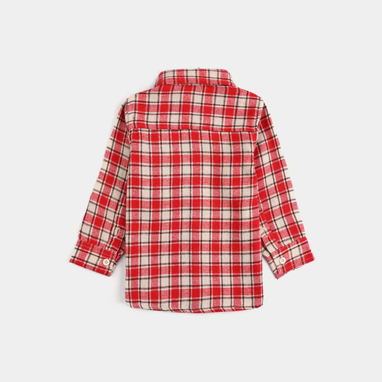 Infant Boys Flannel Shirt-Red Check