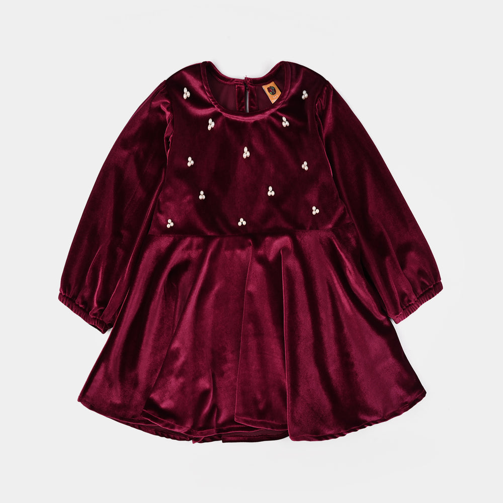 Girls Velvet Co-Set Maroon Love-MAROON