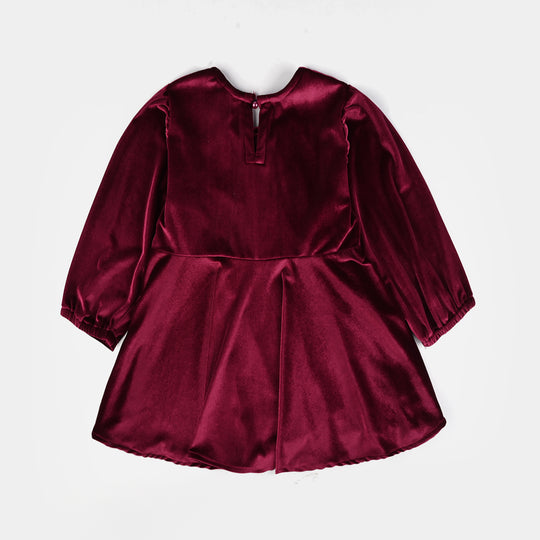 Girls Velvet Co-Set Maroon Love-MAROON