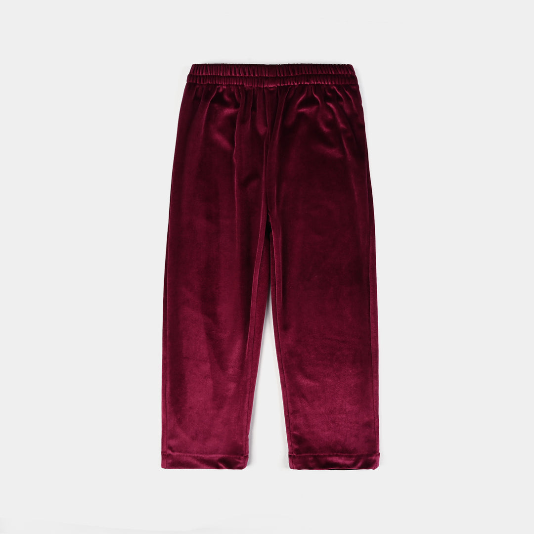 Girls Velvet Co-Set Maroon Love-MAROON