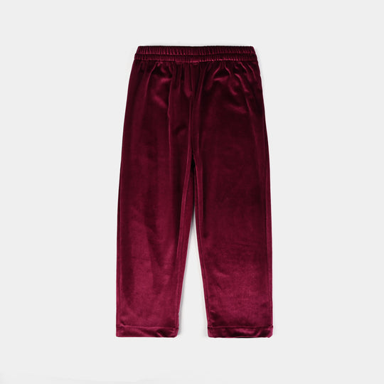 Girls Velvet Co-Set Maroon Love-MAROON