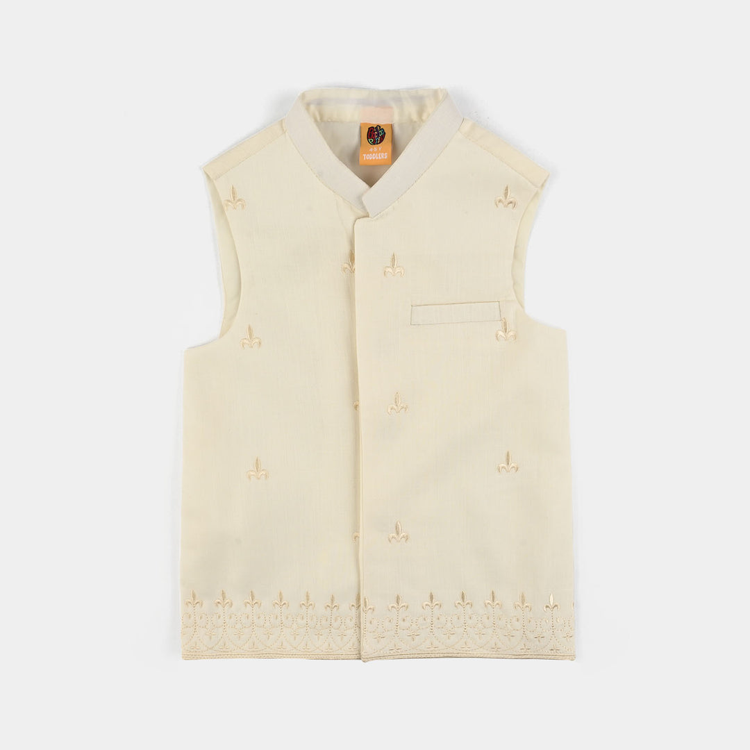 Boys Cotton Slub 3Piece Suit (Blended)-Off.White