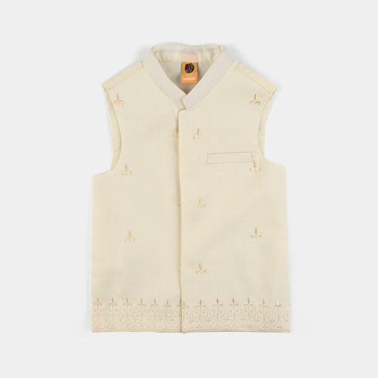 Boys Cotton Slub 3Piece Suit (Blended)-Off.White