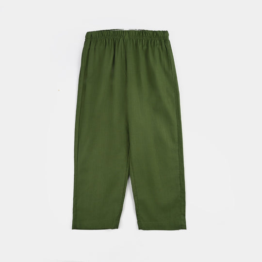 Boys Cotton Slub Kurta Pajama (Elm Green)-GREEN