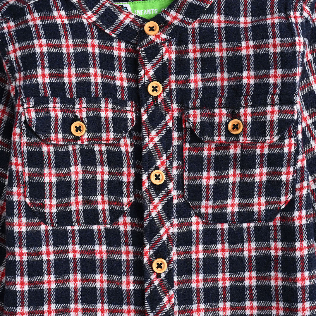 Infant Boys Flannel Shirt-Navy Check