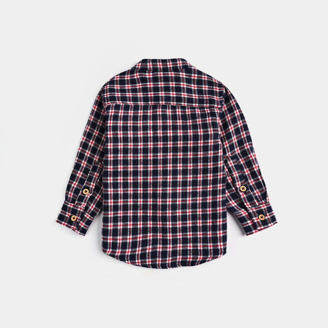 Infant Boys Flannel Shirt-Navy Check