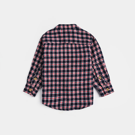 Infant Boys Flannel Shirt-Navy Check