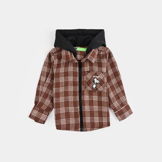 Infant Boys Flannel Shirt-Brown Check