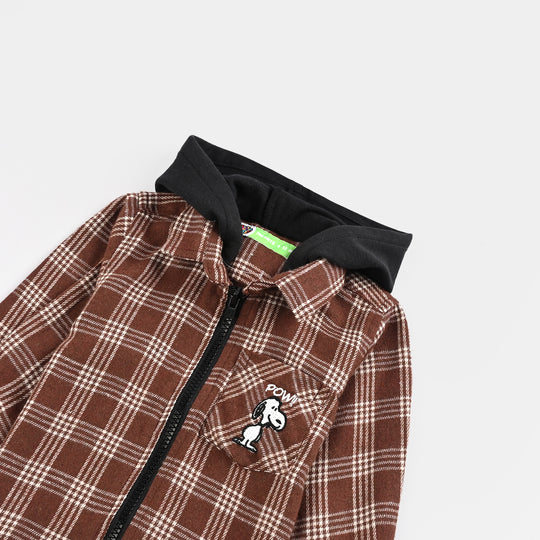 Infant Boys Flannel Shirt-Brown Check
