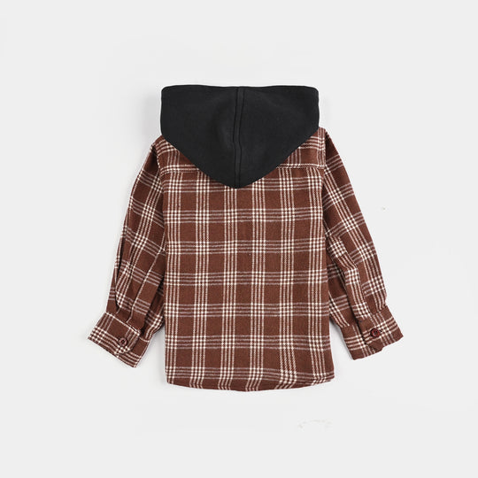 Infant Boys Flannel Shirt-Brown Check