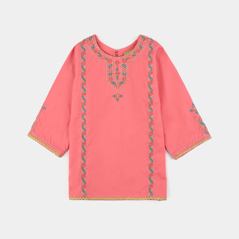Infant Girls Cotton Poplin Emb 2Pcs Rani-Peach