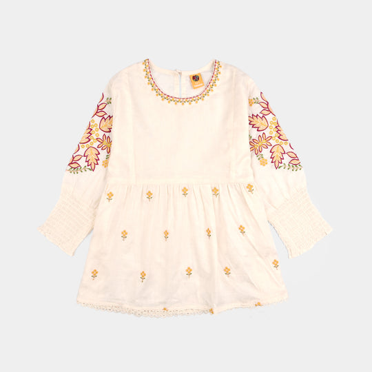 Girls Jacquard Emb Top White Smoking-WHITE