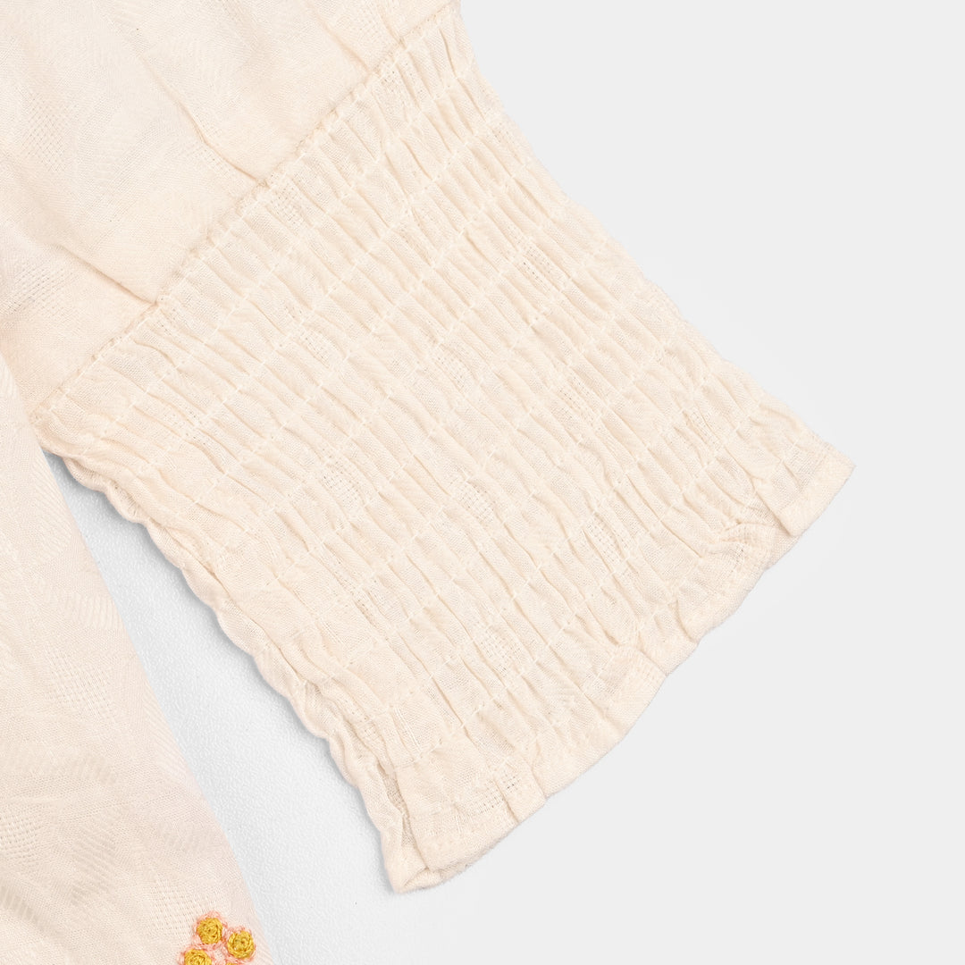 Girls Jacquard Emb Top White Smoking-WHITE