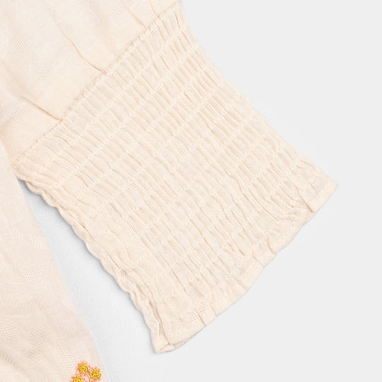 Girls Jacquard Emb Top White Smoking-WHITE