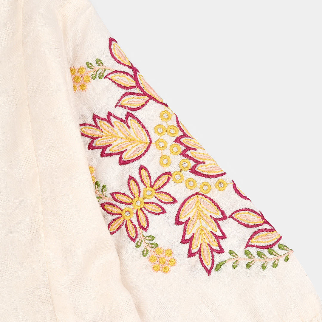 Girls Jacquard Emb Top White Smoking-WHITE