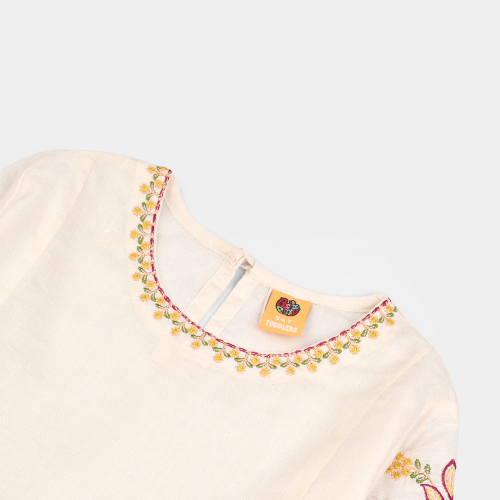 Girls Jacquard Emb Top White Smoking-WHITE