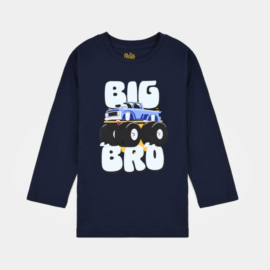 Boys Jersey/Terry T-Shirt F/S Big Bro-NAVY