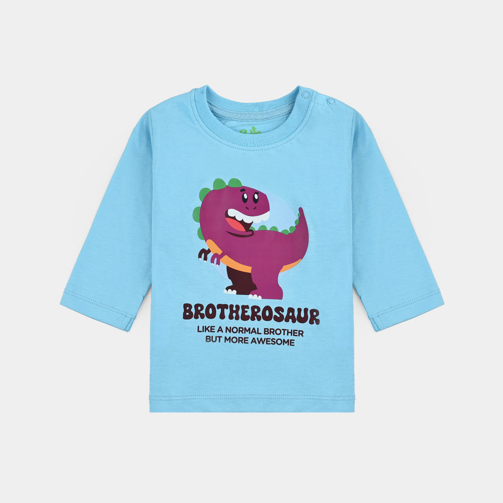 Infant Boys Jersey/Terry T-Shirt (Brotherosaur) - Blue
