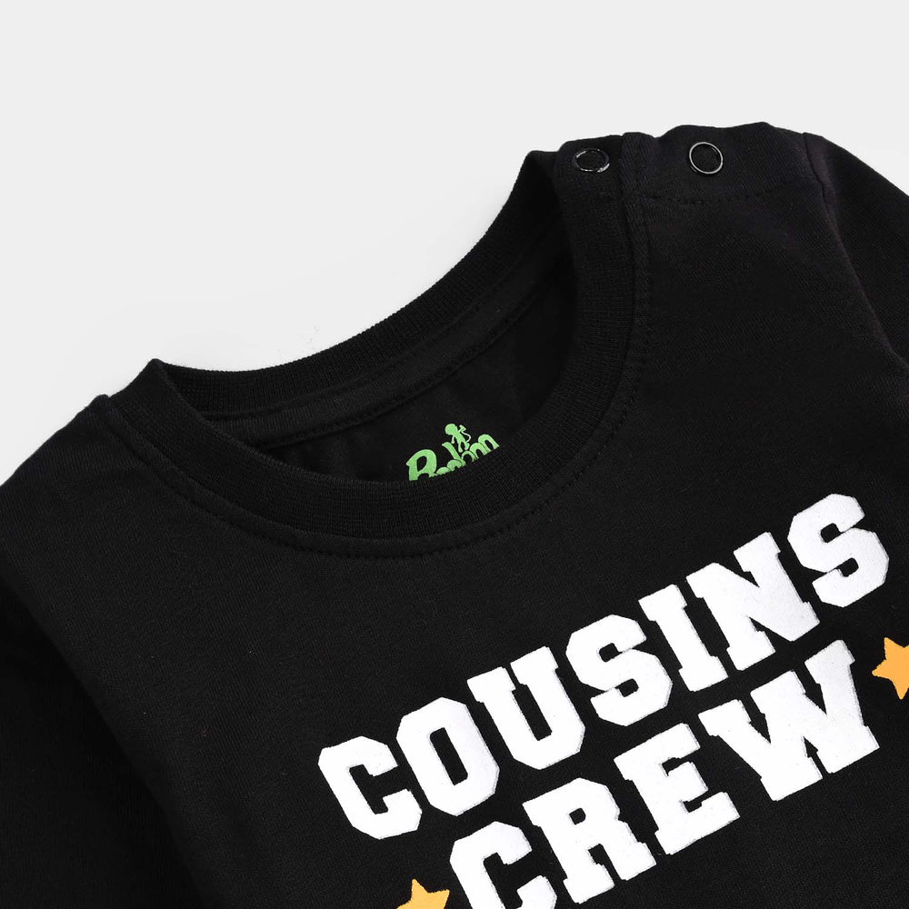 Infant Boys Jersey/Terry T-Shirt Cousins Crew-BLACK