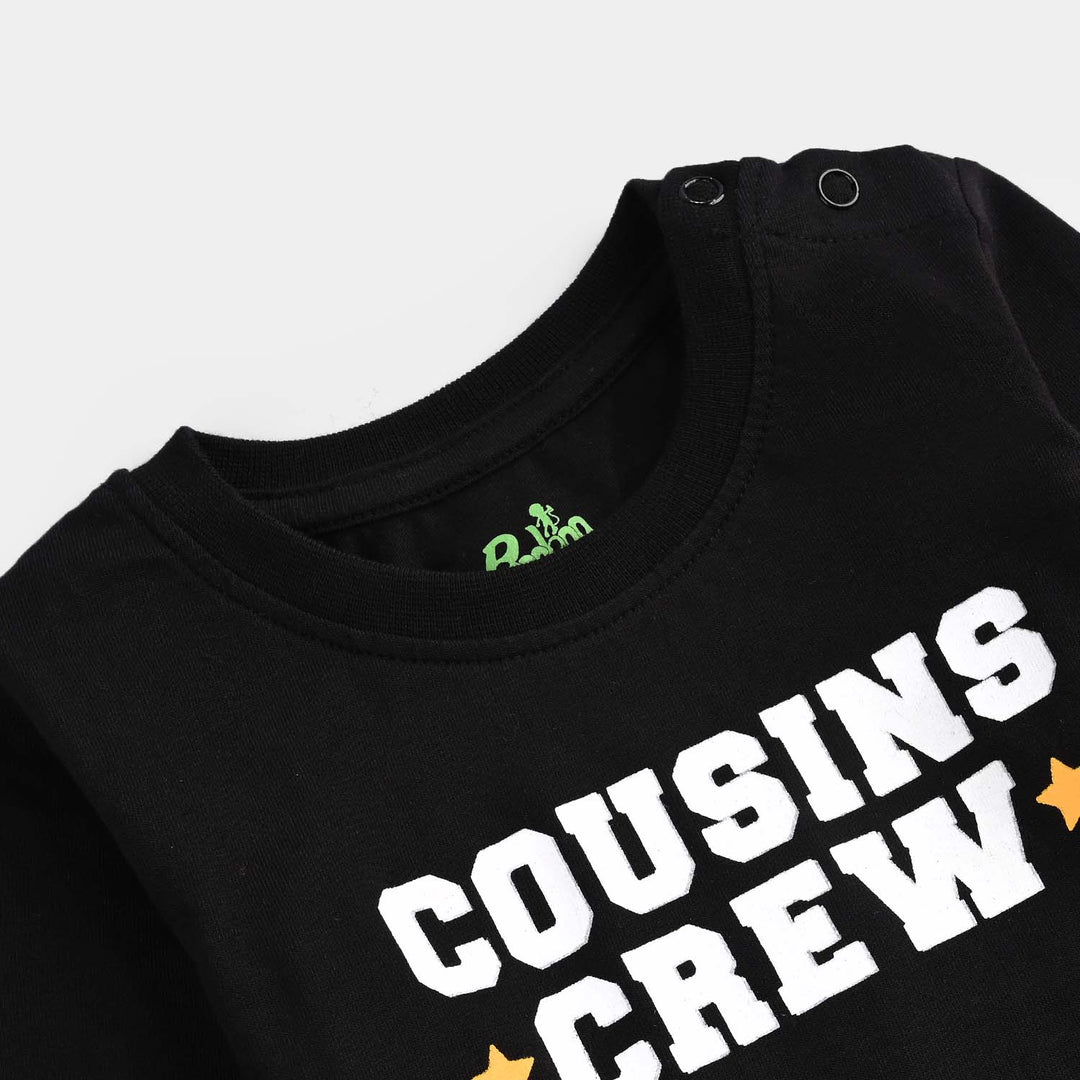 Infant Boys Jersey/Terry T-Shirt Cousins Crew-BLACK