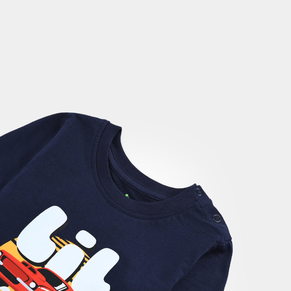 Infant Boys Jersey/Terry T-Shirt Lil Bro-NAVY