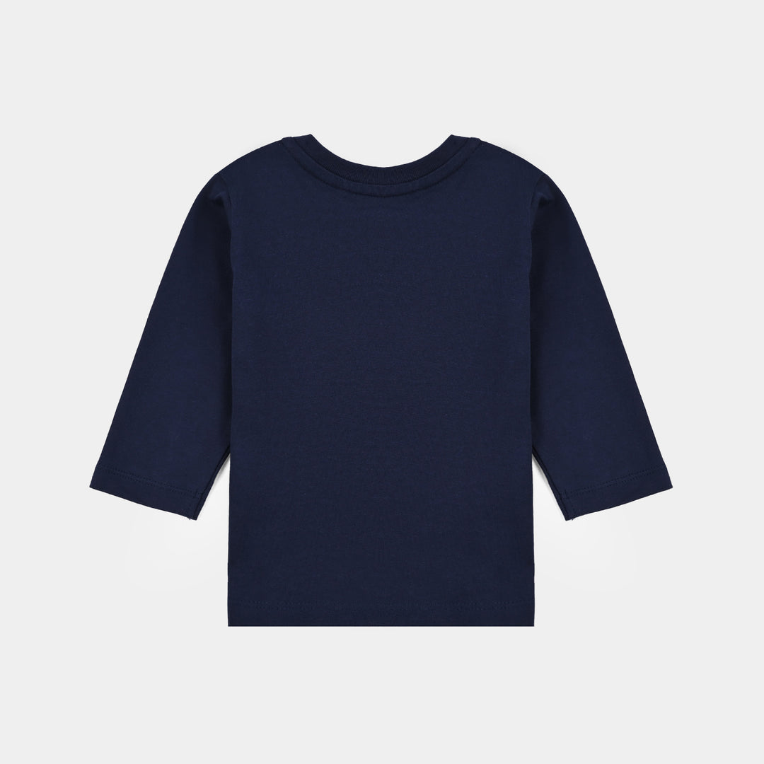 Infant Boys Jersey/Terry T-Shirt Lil Bro-NAVY